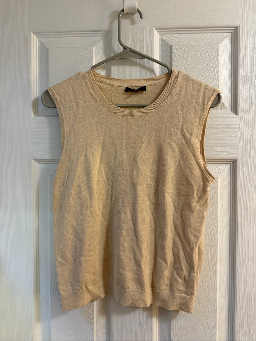 Quince Sleeveless Knit Tank Shell Light Beige